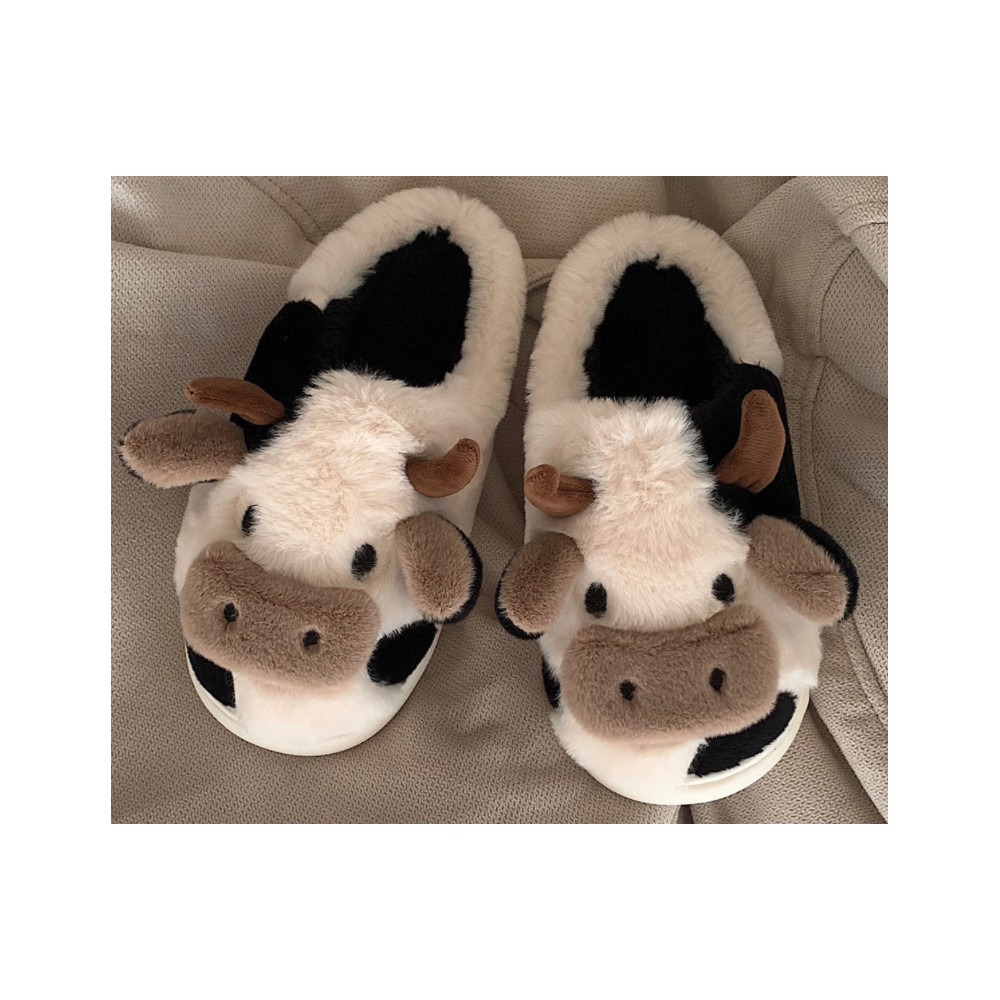 Kapcie Domowe Pluszowe Ciepłe Miękkie Krowa Krówka Wsuwane 36-37