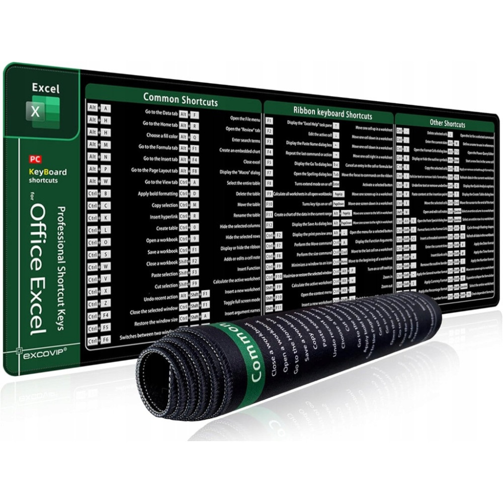 MATA PODKŁADKA POD MYSZ ZE SKRÓTAMI KLAWISZOWYMI DO PROGRAMU EXCEL 90x40cm