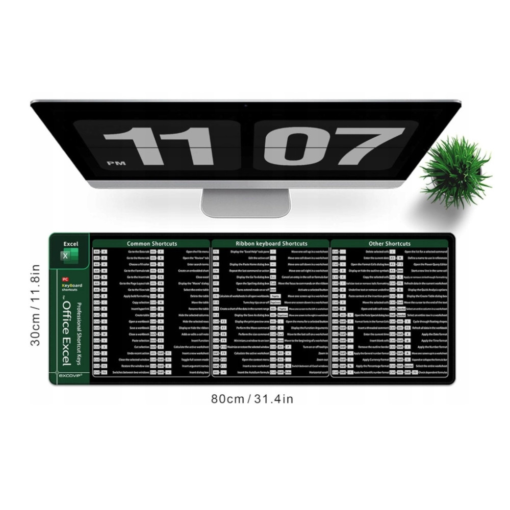 MATA PODKŁADKA POD MYSZ ZE SKRÓTAMI KLAWISZOWYMI DO PROGRAMU EXCEL 90x40cm