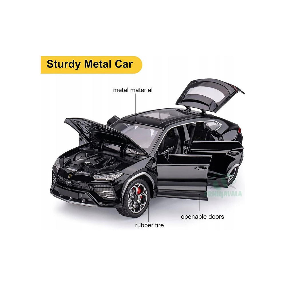 LAMBORGHINI URUS SUV METALOWY MODEL SAMOCHODU 1:24 DŹWIĘK ŚWIATŁO CZARNY