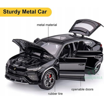 LAMBORGHINI URUS SUV METALOWY MODEL SAMOCHODU 1:24 DŹWIĘK ŚWIATŁO CZARNY