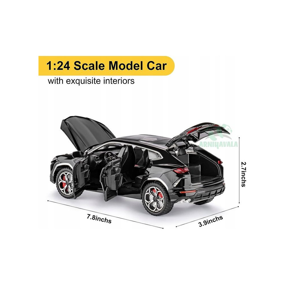 LAMBORGHINI URUS SUV METALOWY MODEL SAMOCHODU 1:24 DŹWIĘK ŚWIATŁO CZARNY