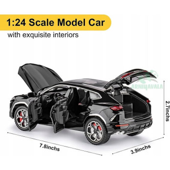 LAMBORGHINI URUS SUV METALOWY MODEL SAMOCHODU 1:24 DŹWIĘK ŚWIATŁO CZARNY