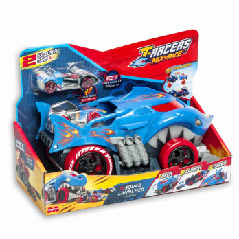 T-Racers Shark Squad Launcher - wyrzutnia autek i dwa ekskluzywne pojazdy