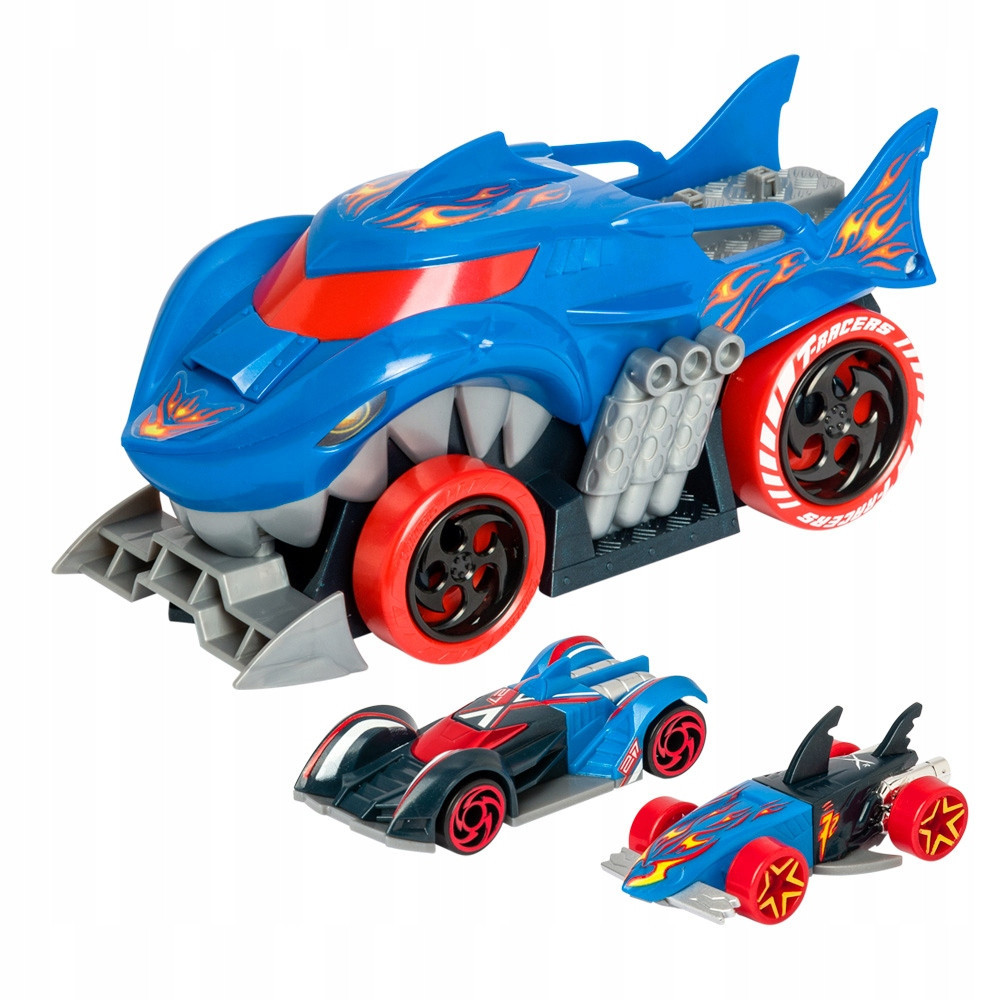 T-Racers Shark Squad Launcher - wyrzutnia autek i dwa ekskluzywne pojazdy