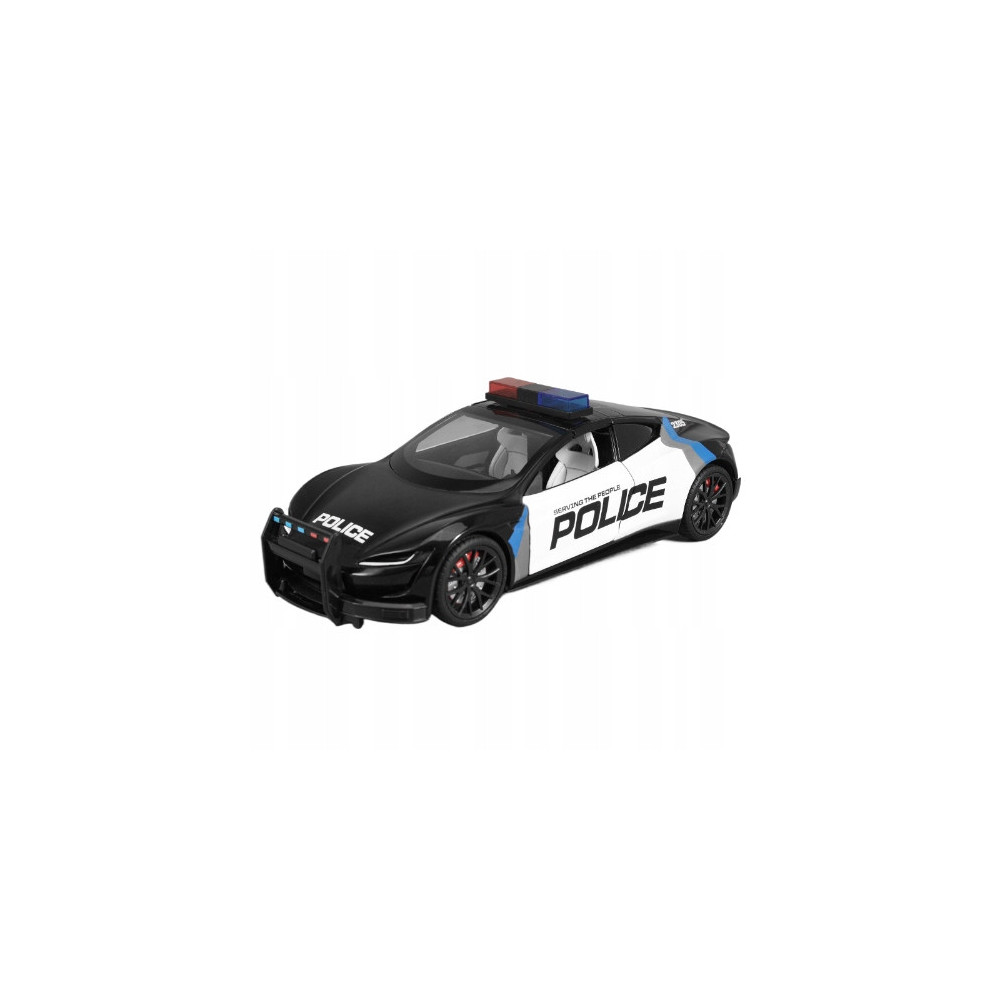 TESLA SPORTOWA METALOWY MODEL SAMOCHODU 1:24 DŹWIĘK ŚWIATŁO CZARNY POLICJA