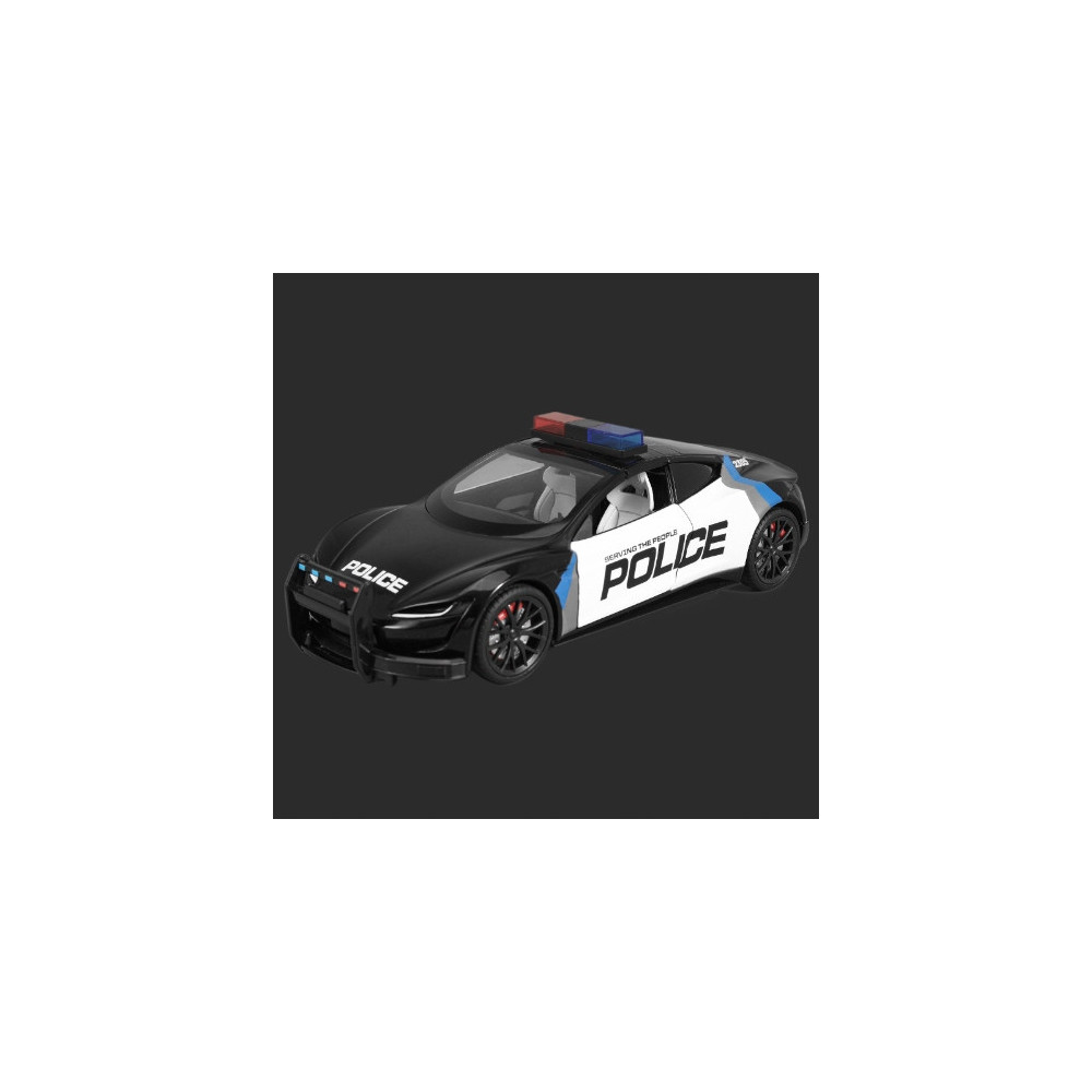 TESLA SPORTOWA METALOWY MODEL SAMOCHODU 1:24 DŹWIĘK ŚWIATŁO CZARNY POLICJA