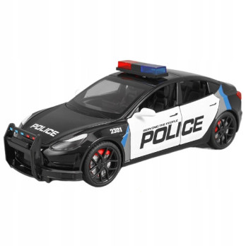 TESLA SAMOCHÓD METALOWY MODEL SAMOCHODU 1:24 DŹWIĘK ŚWIATŁO BLACK POLICYJNY