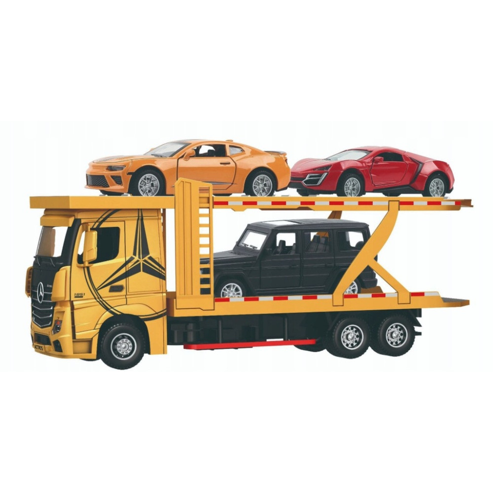 AUTO MODEL MERCEDES-BENZ ACTROS TIR LAWETA 3 AUTKA ZESTAW TRANSPORTER