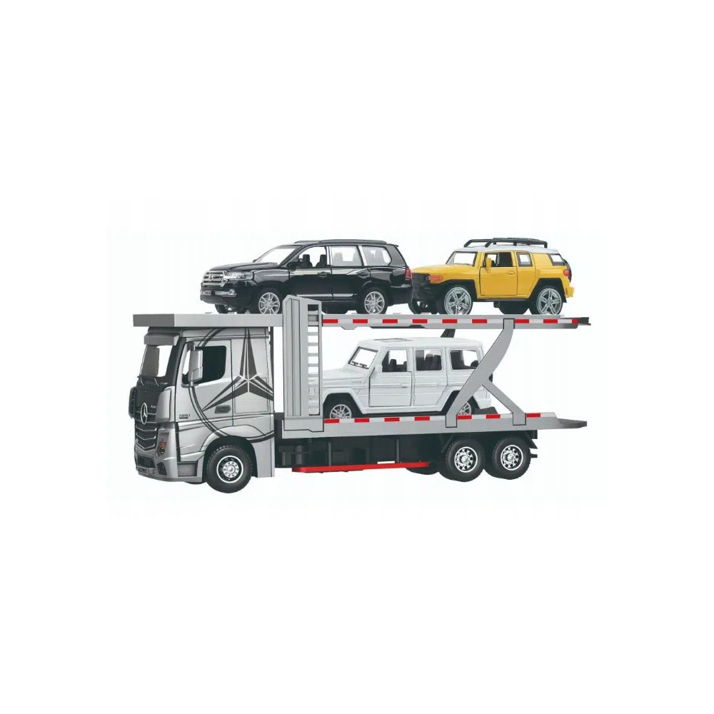AUTO MODEL MERCEDES-BENZ ACTROS TIR LAWETA 3 AUTKA ZESTAW TRANSPORTER