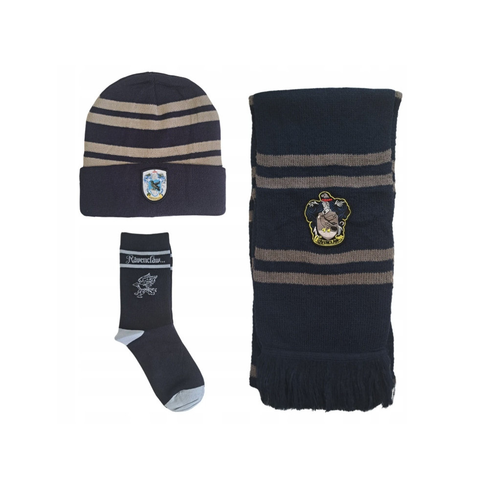 HARRY POTTER KOMPLET 3-CZĘŚCIOWY RAVENCLAW CZAPKA SZALIK SKARPETKI HOGWART