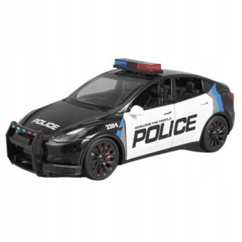 POLICYJNA TESLA Y METALOWY MODEL SAMOCHODU 1:24 DŹWIĘK ŚWIATŁO CZARNY