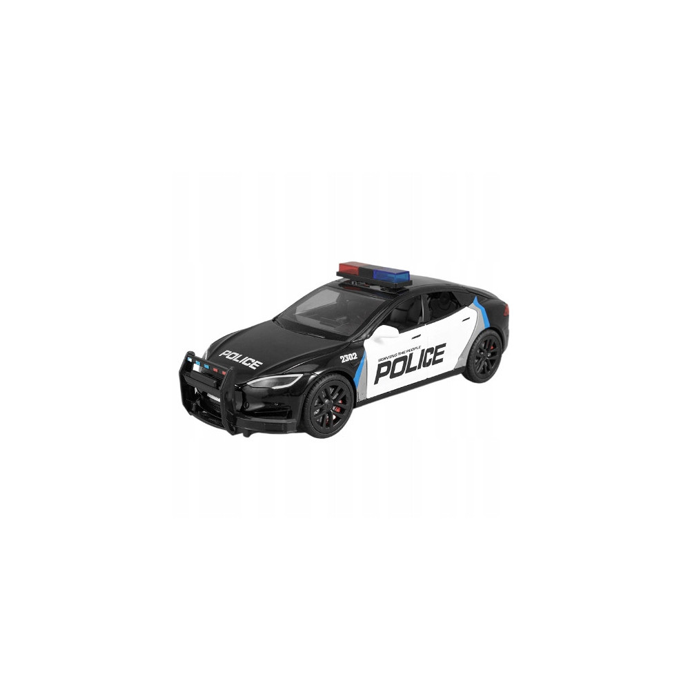 TESLA S METALOWY MODEL SAMOCHODU 1:24 DŹWIĘK ŚWIATŁO CZARNY POLICYJNY