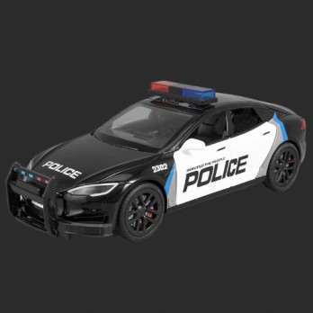 TESLA S METALOWY MODEL SAMOCHODU 1:24 DŹWIĘK ŚWIATŁO CZARNY POLICYJNY