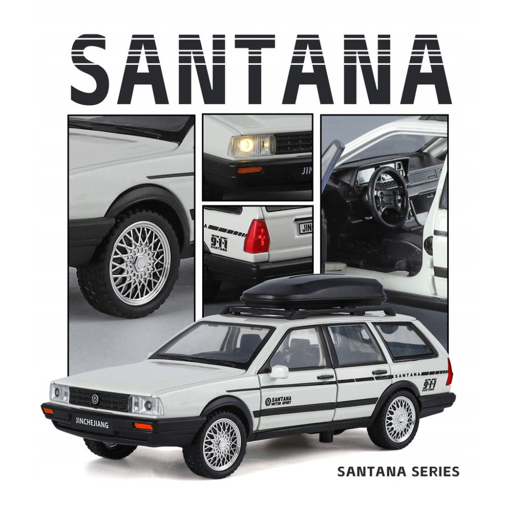VW SANTANA WAGON METALOWY MODEL SAMOCHODU 1:32 DŹWIĘK ŚWIATŁO BIAŁY PREZENT