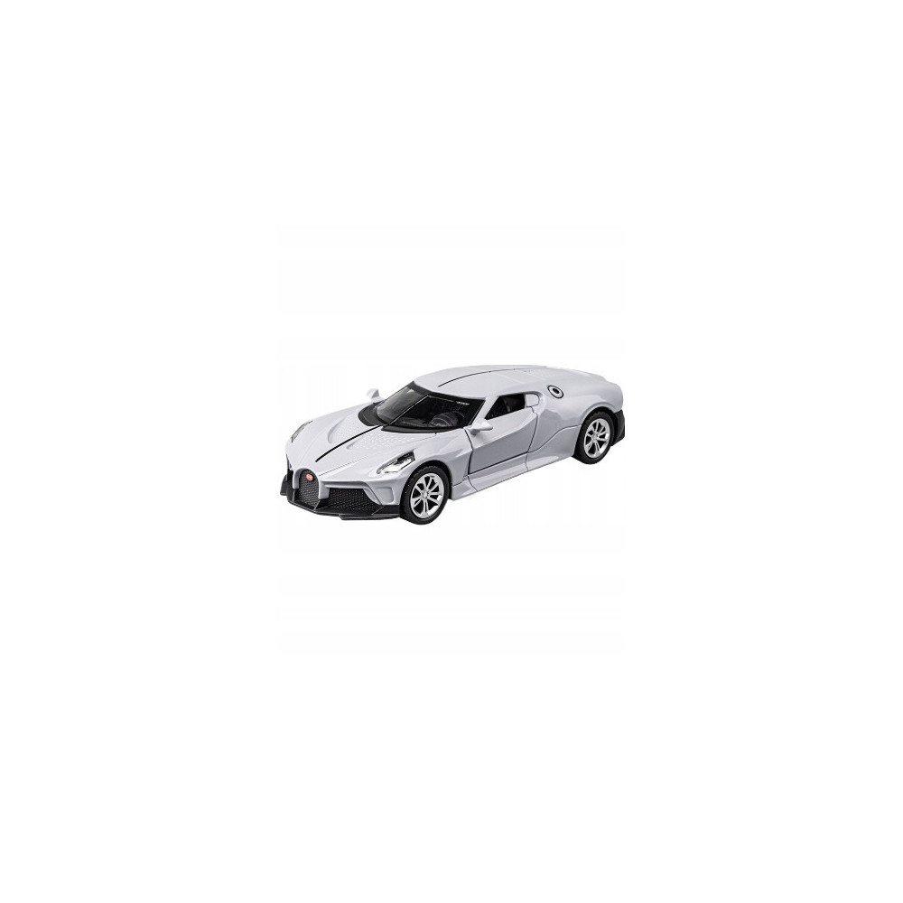 BUGATTI JIAYE SPORTOWY MODEL SAMOCHODU 1:36 DŹWIĘK ŚWIATŁO SREBRNY
