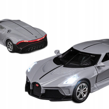 BUGATTI JIAYE SPORTOWY MODEL SAMOCHODU 1:36 DŹWIĘK ŚWIATŁO SREBRNY