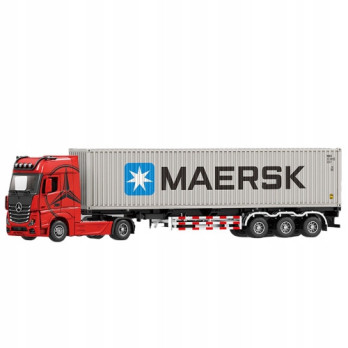 MERCEDES-BENZ SAMOCHÓD CIĘŻARÓWKA NACZEPA MAERSK SZARY DO ZABAWY 1:24