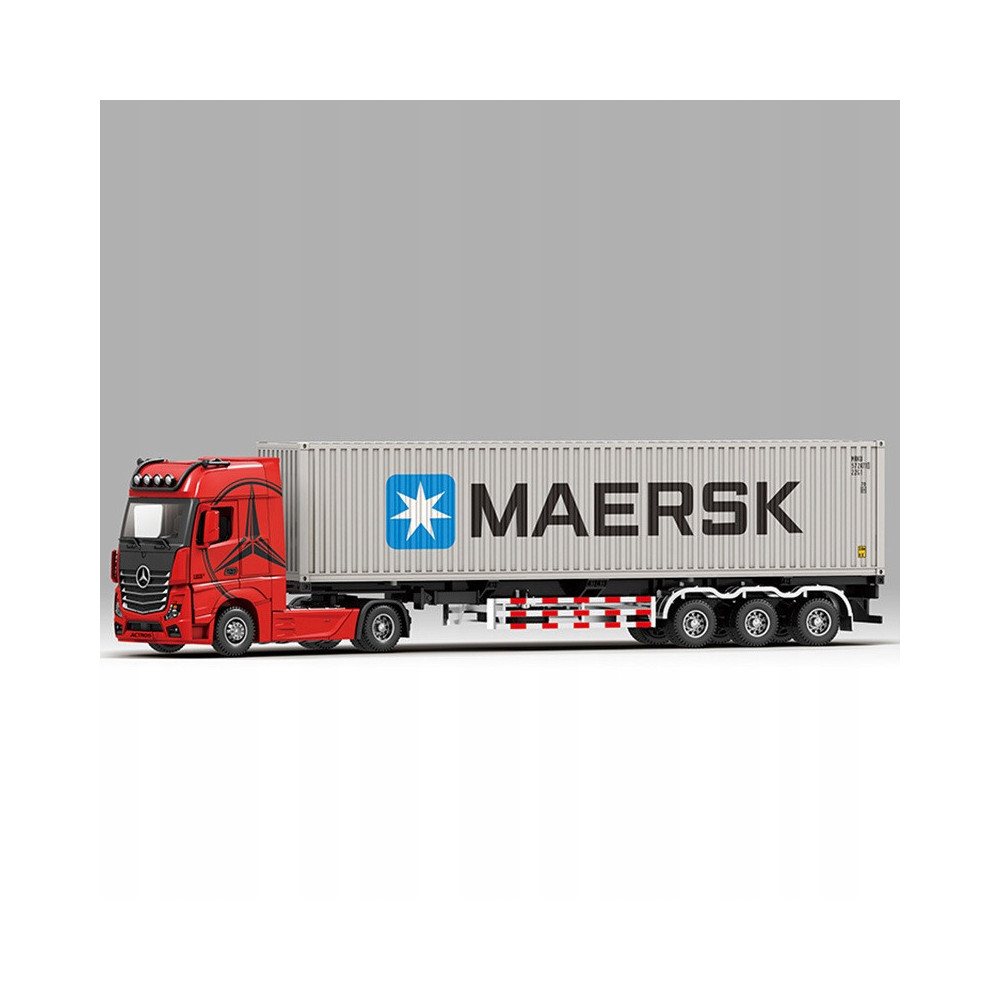 MERCEDES-BENZ SAMOCHÓD CIĘŻARÓWKA NACZEPA MAERSK SZARY DO ZABAWY 1:24