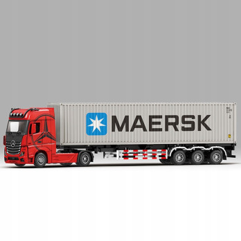 MERCEDES-BENZ SAMOCHÓD CIĘŻARÓWKA NACZEPA MAERSK SZARY DO ZABAWY 1:24
