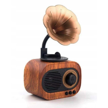 DREWNIANY GŁOŚNIK BLUETOOTH RETRO RADIO VINTAGE