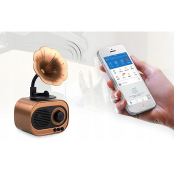 DREWNIANY GŁOŚNIK BLUETOOTH RETRO RADIO VINTAGE