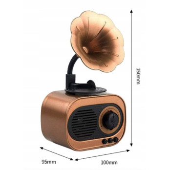 DREWNIANY GŁOŚNIK BLUETOOTH RETRO RADIO VINTAGE