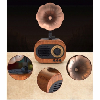DREWNIANY GŁOŚNIK BLUETOOTH RETRO RADIO VINTAGE