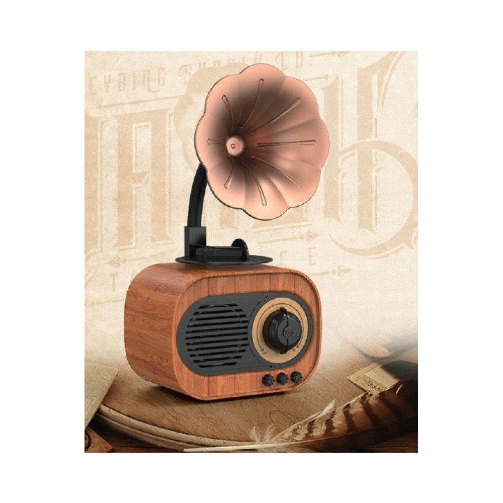 DREWNIANY GŁOŚNIK BLUETOOTH RETRO RADIO VINTAGE