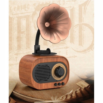 DREWNIANY GŁOŚNIK BLUETOOTH RETRO RADIO VINTAGE