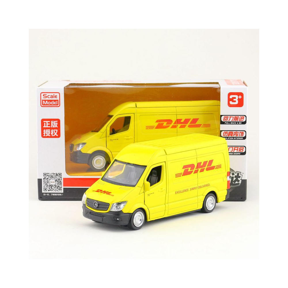 MODEL SAMOCHODU METALOWY SAMOCHÓD DHL MERCEDES-BENZ SPRINTER W SKALI 1:36