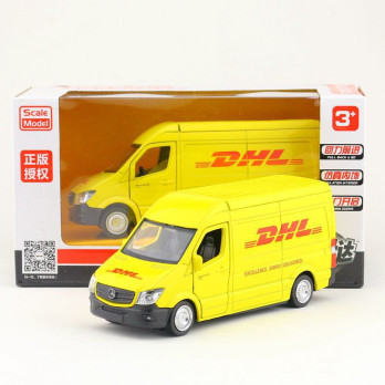 MODEL SAMOCHODU METALOWY SAMOCHÓD DHL MERCEDES-BENZ SPRINTER W SKALI 1:36