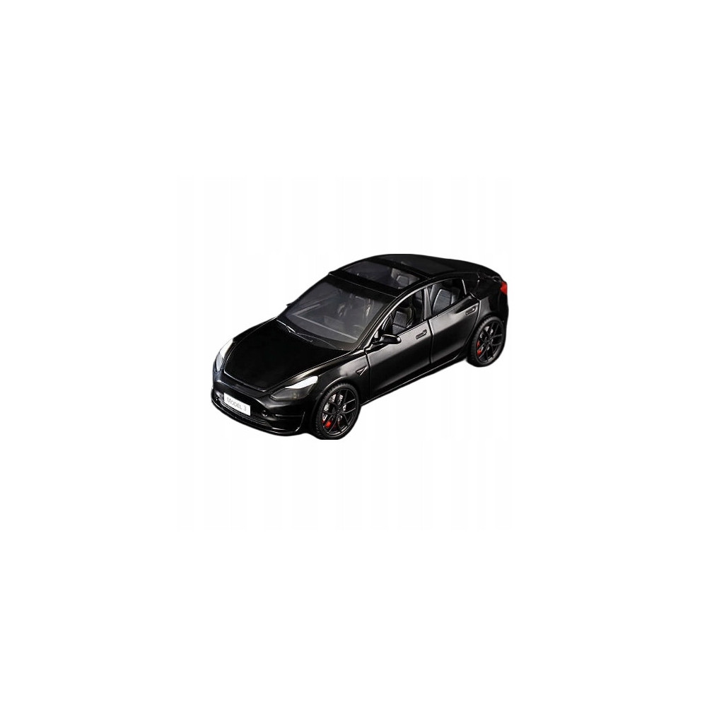 TESLA MODEL 3 METALOWY MODEL SAMOCHODU 1:24 DŹWIĘK ŚWIATŁO CZARNY