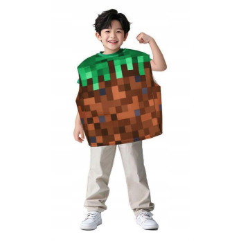DZIECIĘCY STRÓJ KOSTIUM MINECRAFT KOSTKA GRASS BLOCK PRZEBRANIE DLA DZIECI
