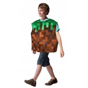 DZIECIĘCY STRÓJ KOSTIUM MINECRAFT KOSTKA GRASS BLOCK PRZEBRANIE DLA DZIECI