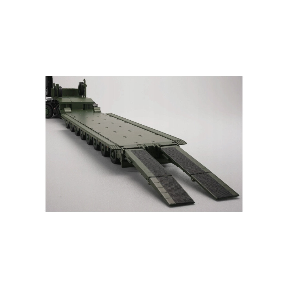 MASSDI 1:64 SCN1770 – NACZEPA 8-osiowa „Semi Low Plate Trailer” ZIELONA