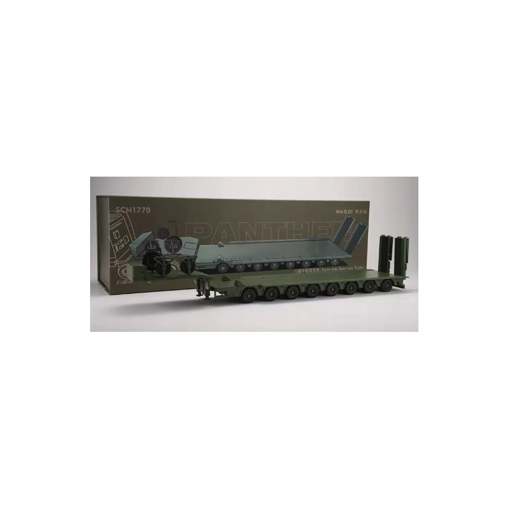 MASSDI 1:64 SCN1770 – NACZEPA 8-osiowa „Semi Low Plate Trailer” ZIELONA