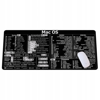 MATA PODKŁADKA POD MYSZ ZE SKRÓTAMI KLAWISZOWYMI MAC OS CZARNA 90x40cm