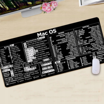 MATA PODKŁADKA POD MYSZ ZE SKRÓTAMI KLAWISZOWYMI MAC OS CZARNA 90x40cm
