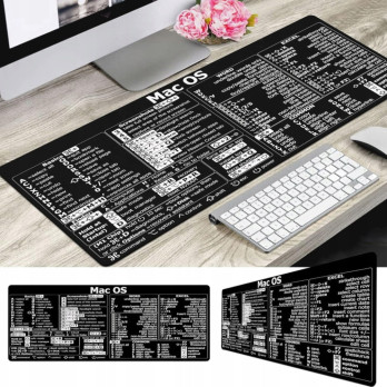 MATA PODKŁADKA POD MYSZ ZE SKRÓTAMI KLAWISZOWYMI MAC OS CZARNA 90x40cm