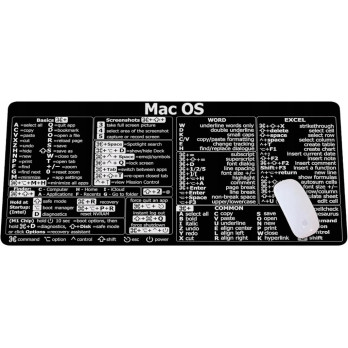 MATA PODKŁADKA POD MYSZ ZE SKRÓTAMI KLAWISZOWYMI MAC OS CZARNA 90x40cm