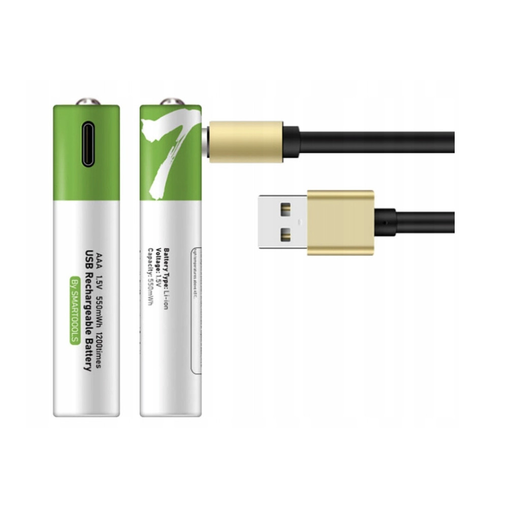 WIELOKROTNE BATERIE PALUSZKI AKUMULATORKI AAA 2 SZT ŁADOWANE KABLEM USB-C