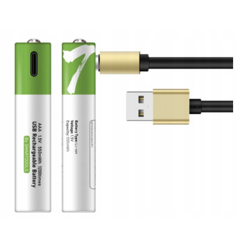 WIELOKROTNE BATERIE PALUSZKI AKUMULATORKI AAA 2 SZT ŁADOWANE KABLEM USB-C