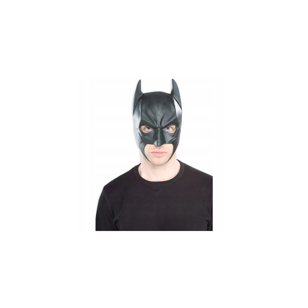 MASKA HALLOWEEN BATMAN CZARNA LATEKSOWA KOMINIARKA PRZEBRANIE POŁYSK