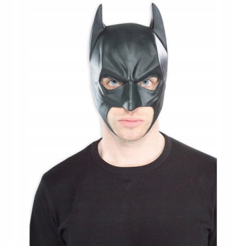 MASKA HALLOWEEN BATMAN CZARNA LATEKSOWA KOMINIARKA PRZEBRANIE POŁYSK