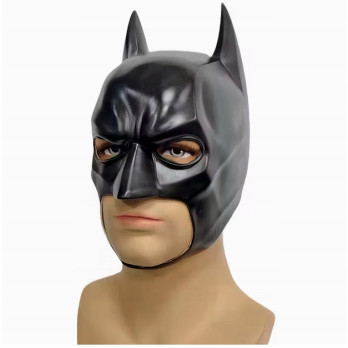 MASKA HALLOWEEN BATMAN CZARNA LATEKSOWA KOMINIARKA PRZEBRANIE POŁYSK