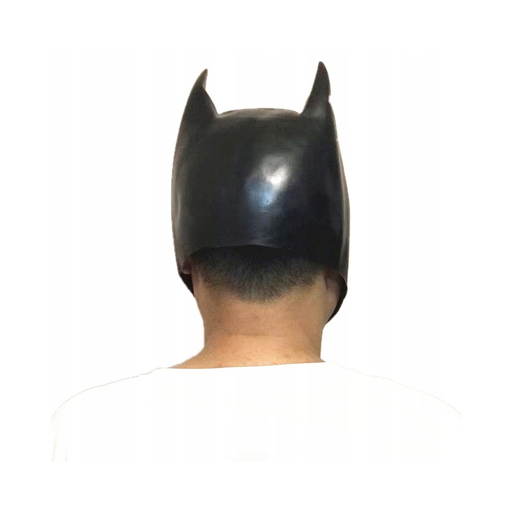 MASKA HALLOWEEN BATMAN CZARNA LATEKSOWA KOMINIARKA PRZEBRANIE POŁYSK