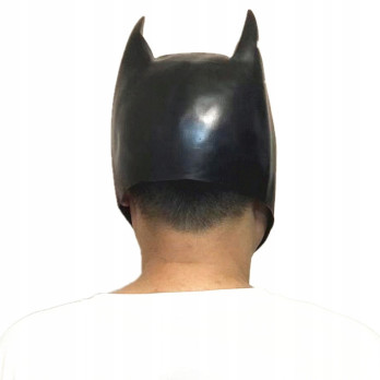 MASKA HALLOWEEN BATMAN CZARNA LATEKSOWA KOMINIARKA PRZEBRANIE POŁYSK