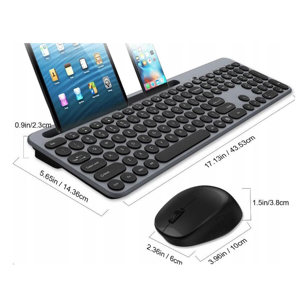 ZESTAW BEZPRZEWODOWY KLAWIATURA BEZPRZEWODOWA + MYSZ CICHA USB SZARA