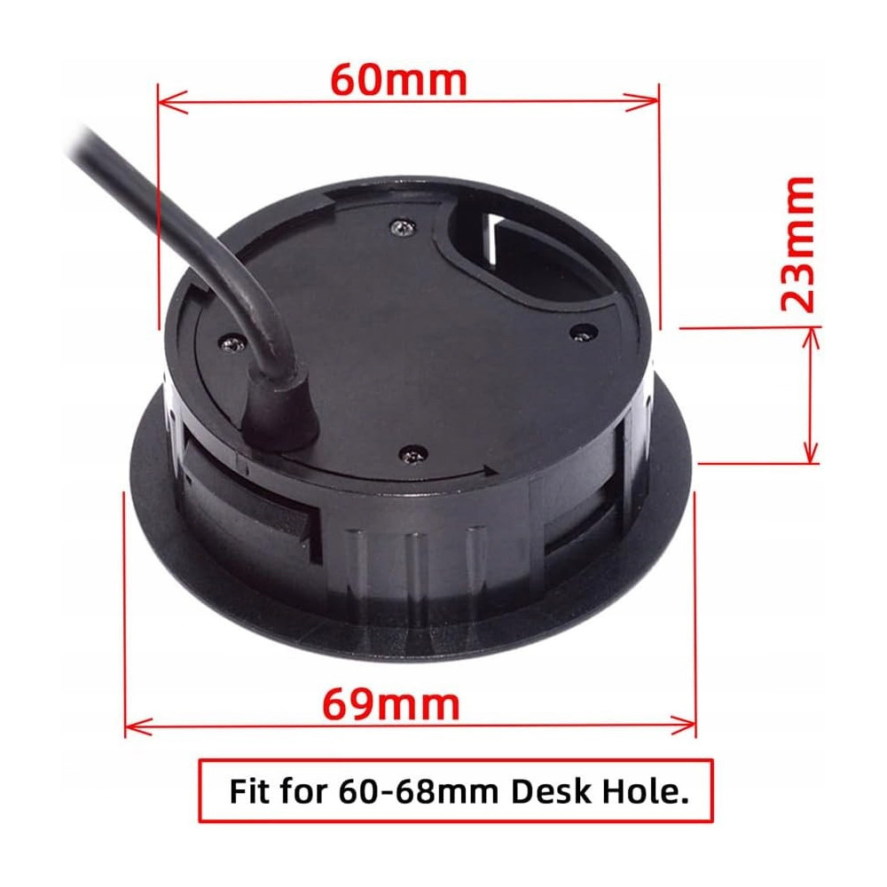 HUB USB 3.0 DO BIURKA 60MM 3X USB CZYTNIK KART SD TF CZARNY